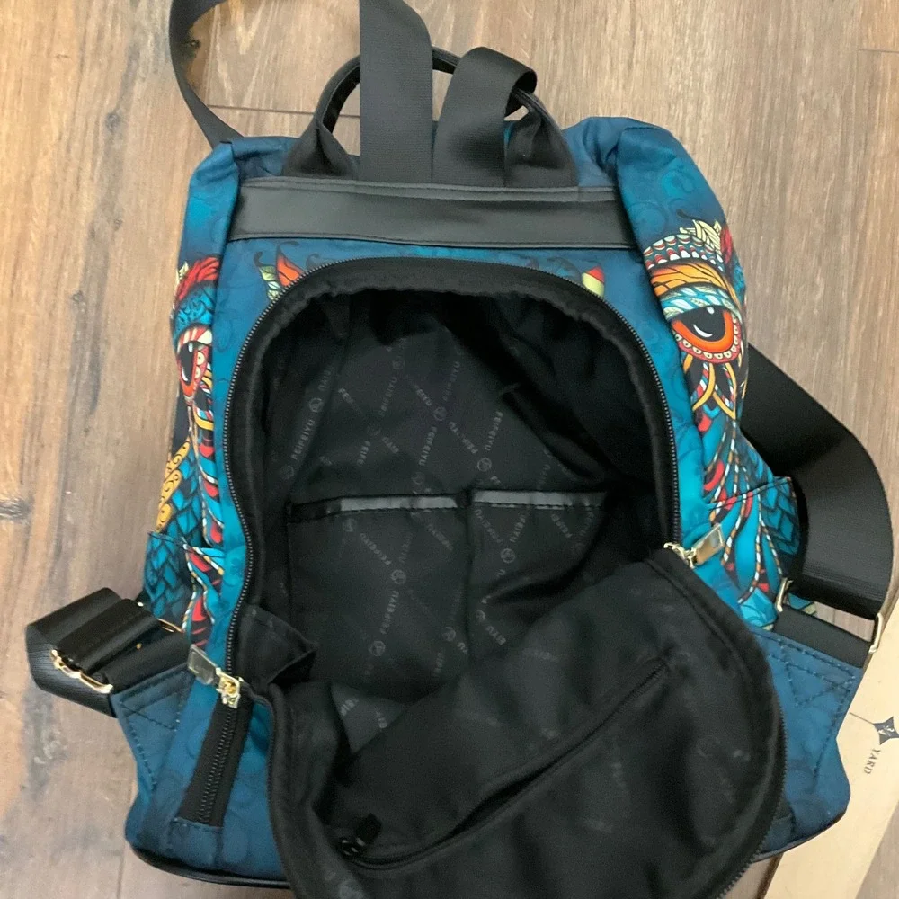 Artsy Owl Backpack Multicolor Adjustable Straps Fashion Travel Bag‎